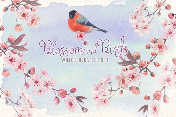 Blossom and Birds Watercolor Clipart for Creative Projects