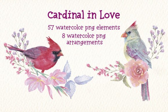 Bringing Romance to Life with Cardinal in Love Watercolor Clipart