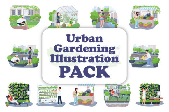 Bringing the City to Life with a Versatile Urban Gardening Vector Illustration Set