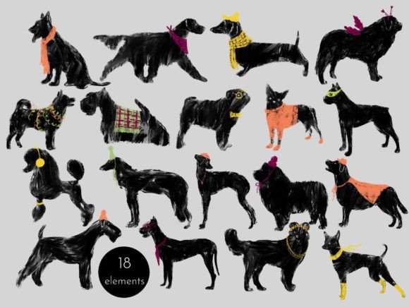 Vintage Dog Breeds Clipart for Stylish Designs